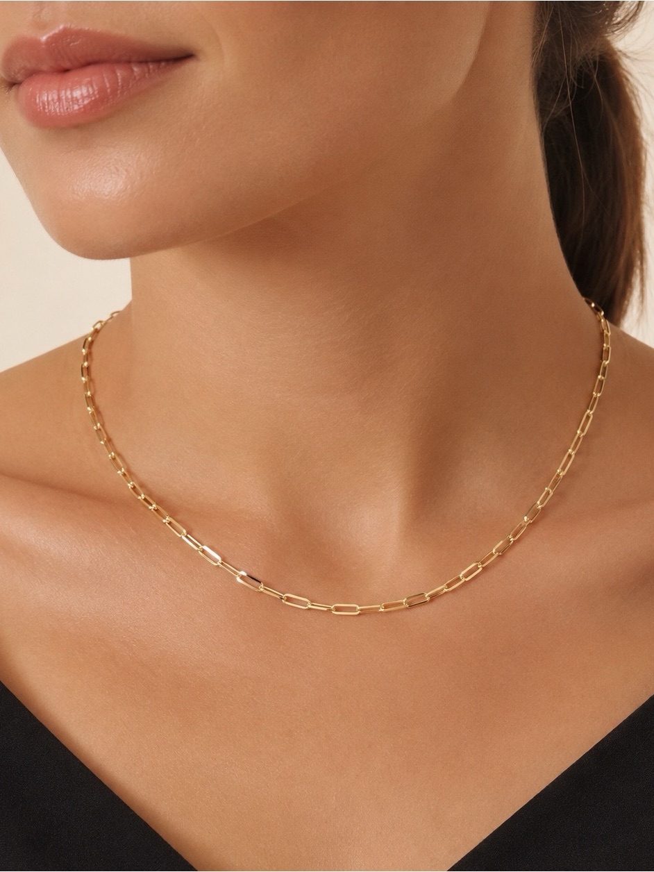 Nwt 14k Gold Plated 925 Sterling Silver Paperclip Necklace 16”